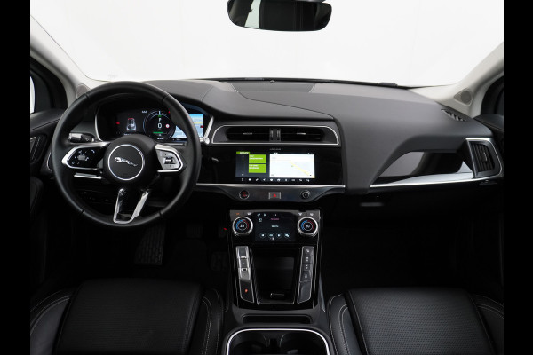 Jaguar I-PACE EV400pk SE 90kWh AWD Leer+Elektr. Meridian®-Audio Apple Carplay Android Auto Navi Led-v+a Ecc Camera Cruise Control Keyless Pdc Lmv Led Bordherkenning Elektrische-Achterklep koplampreiniging Lane-Assist App-Connect ECT Voorverwarming/koeling WiFi DigiDash DAB 4WD 1e Eigenaar Origineel Nederlandse Auto € 90.000 nieuw!