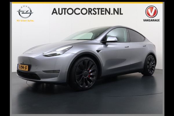 Tesla Model Y Performance 534pk 0-100 3,8 sec. Trekhaak AWD 78,1kWh Warmtepomp FSD-Comp.3 AutoPilot Carbon-Spoiler Elek.Achterklep AMD-Ryzen P Camera Navi LED ACC DAB Voorverwarmen interieur en Keyless via App One-Pedal-Drive Garantie op Accu 03-02-2031 maz. 192.000km max. 250Kw laadvermogen !