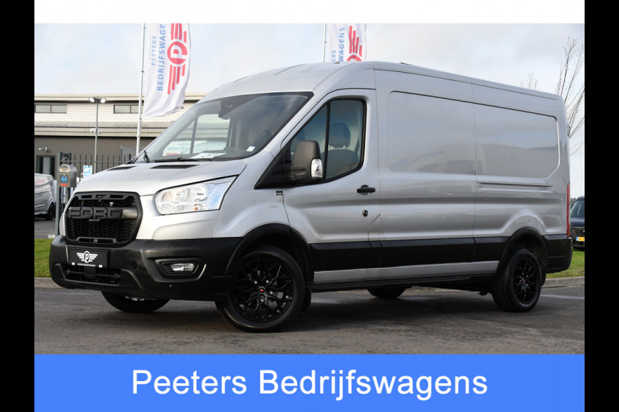 Ford Transit 350 2.0 TDCI L3H2 Raptor Edition Camera, Cruise, Carplay, 170pk, Trekhaak, Multimedia, Sensoren, Uniek!