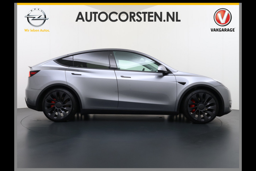 Tesla Model Y Performance 534pk 0-100 3,8 sec. Trekhaak AWD 78,1kWh Warmtepomp FSD-Comp.3 AutoPilot Carbon-Spoiler Elek.Achterklep AMD-Ryzen P Camera Navi LED ACC DAB Voorverwarmen interieur en Keyless via App One-Pedal-Drive Garantie op Accu 03-02-2031 maz. 192.000km max. 250Kw laadvermogen !