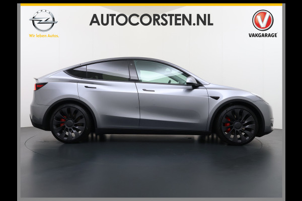 Tesla Model Y Performance 534pk 0-100 3,8 sec. Trekhaak AWD 78,1kWh Warmtepomp FSD-Comp.3 AutoPilot Carbon-Spoiler Elek.Achterklep AMD-Ryzen P Camera Navi LED ACC DAB Voorverwarmen interieur en Keyless via App One-Pedal-Drive Garantie op Accu 03-02-2031 maz. 192.000km max. 250Kw laadvermogen !