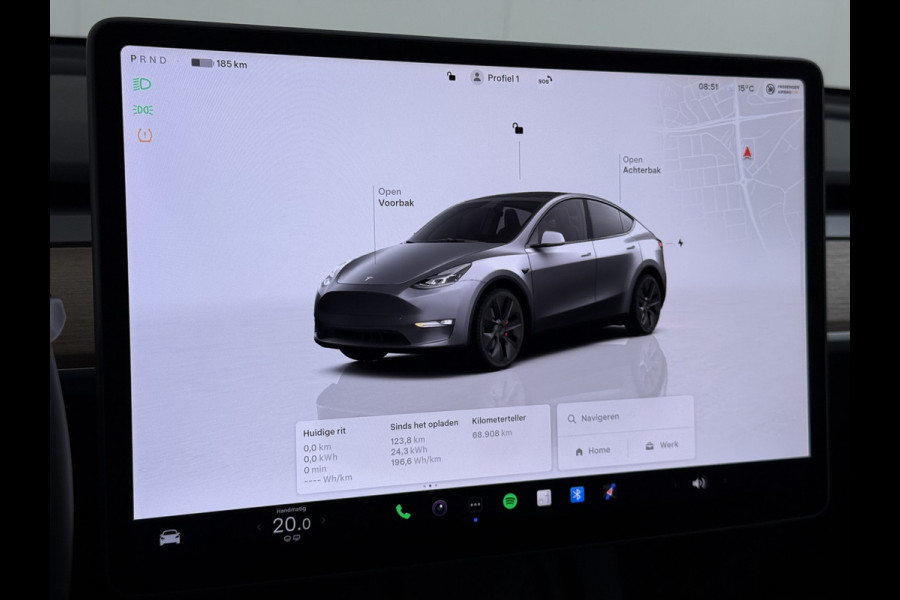 Tesla Model Y Performance 534pk 0-100 3,8 sec. Trekhaak AWD 78,1kWh Warmtepomp FSD-Comp.3 AutoPilot Carbon-Spoiler Elek.Achterklep AMD-Ryzen P Camera Navi LED ACC DAB Voorverwarmen interieur en Keyless via App One-Pedal-Drive Garantie op Accu 03-02-2031 maz. 192.000km max. 250Kw laadvermogen !