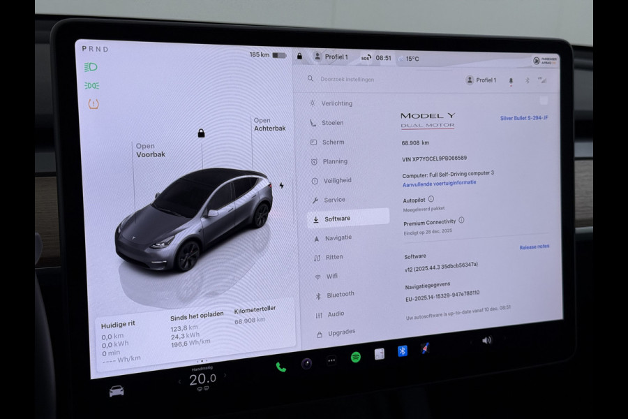 Tesla Model Y Performance 534pk 0-100 3,8 sec. Trekhaak AWD 78,1kWh Warmtepomp FSD-Comp.3 AutoPilot Carbon-Spoiler Elek.Achterklep AMD-Ryzen P Camera Navi LED ACC DAB Voorverwarmen interieur en Keyless via App One-Pedal-Drive Garantie op Accu 03-02-2031 maz. 192.000km max. 250Kw laadvermogen !