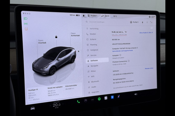 Tesla Model Y Performance 534pk 0-100 3,8 sec. Trekhaak AWD 78,1kWh Warmtepomp FSD-Comp.3 AutoPilot Carbon-Spoiler Elek.Achterklep AMD-Ryzen P Camera Navi LED ACC DAB Voorverwarmen interieur en Keyless via App One-Pedal-Drive Garantie op Accu 03-02-2031 maz. 192.000km max. 250Kw laadvermogen !