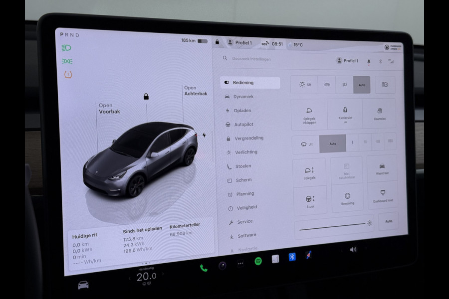 Tesla Model Y Performance 534pk 0-100 3,8 sec. Trekhaak AWD 78,1kWh Warmtepomp FSD-Comp.3 AutoPilot Carbon-Spoiler Elek.Achterklep AMD-Ryzen P Camera Navi LED ACC DAB Voorverwarmen interieur en Keyless via App One-Pedal-Drive Garantie op Accu 03-02-2031 maz. 192.000km max. 250Kw laadvermogen !