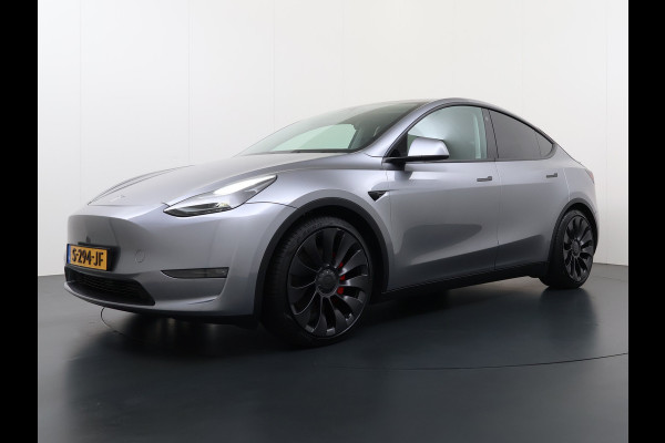 Tesla Model Y Performance 534pk 0-100 3,8 sec. Trekhaak AWD 78,1kWh Warmtepomp FSD-Comp.3 AutoPilot Carbon-Spoiler Elek.Achterklep AMD-Ryzen P Camera Navi LED ACC DAB Voorverwarmen interieur en Keyless via App One-Pedal-Drive Garantie op Accu 03-02-2031 maz. 192.000km max. 250Kw laadvermogen !