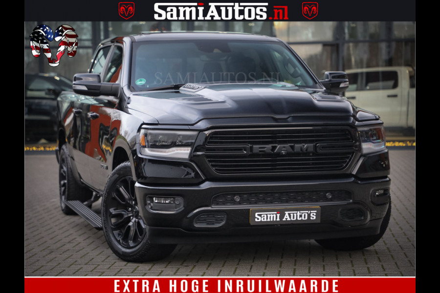Dodge Ram 1500 Black Sport | Hemi 5.7 V8 | Luchtvering | 360 Camera | Panorama Dak | 4x4 Crew Cab | Dubbele cabine 5 persoons | Grijskenteken |