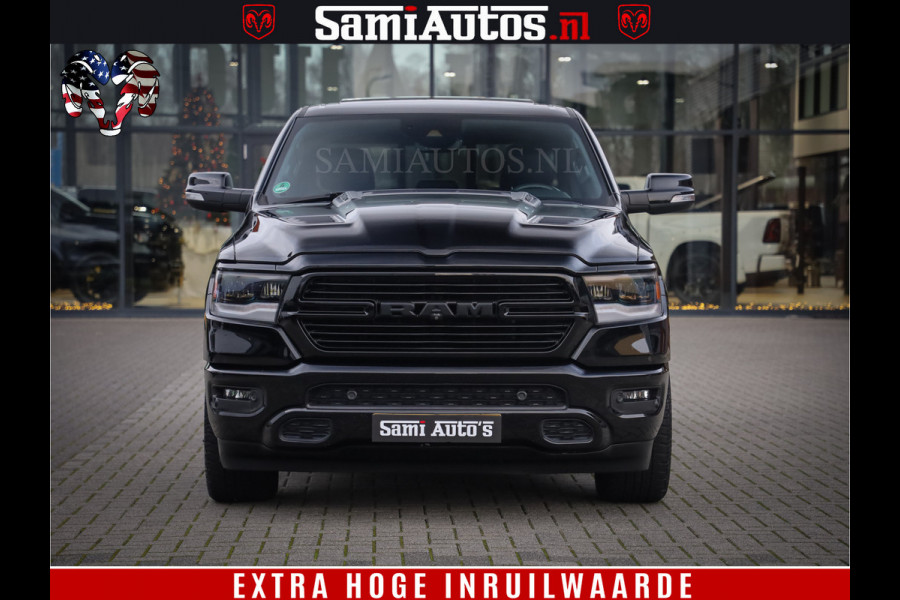 Dodge Ram 1500 Black Sport | Hemi 5.7 V8 | Luchtvering | 360 Camera | Panorama Dak | 4x4 Crew Cab | Dubbele cabine 5 persoons | Grijskenteken |