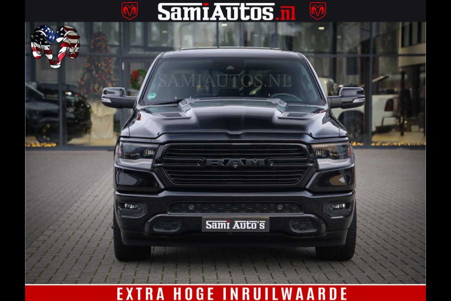 Dodge Ram 1500 Black Sport | Hemi 5.7 V8 | Luchtvering | 360 Camera | Panorama Dak | 4x4 Crew Cab | Dubbele cabine 5 persoons | Grijskenteken |