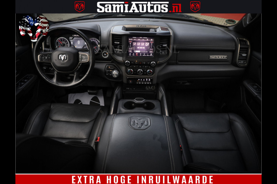 Dodge Ram 1500 Black Sport | Hemi 5.7 V8 | Luchtvering | 360 Camera | Panorama Dak | 4x4 Crew Cab | Dubbele cabine 5 persoons | Grijskenteken |