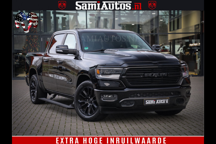 Dodge Ram 1500 Black Sport | Hemi 5.7 V8 | Luchtvering | 360 Camera | Panorama Dak | 4x4 Crew Cab | Dubbele cabine 5 persoons | Grijskenteken |
