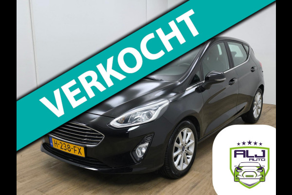 Ford Fiesta Occasion 1.0 EcoBoost Titanium (luxe uitvoering) met carplay en cruisecontrol | Tweedehands Ford Fiesta zwart | BTW