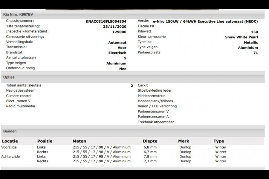 Kia e-Niro ExecutiveLine 64 kWh / Trekhaak / Leder / Xenon / Navigatie / Pdc+Camera / Apk 11-2026