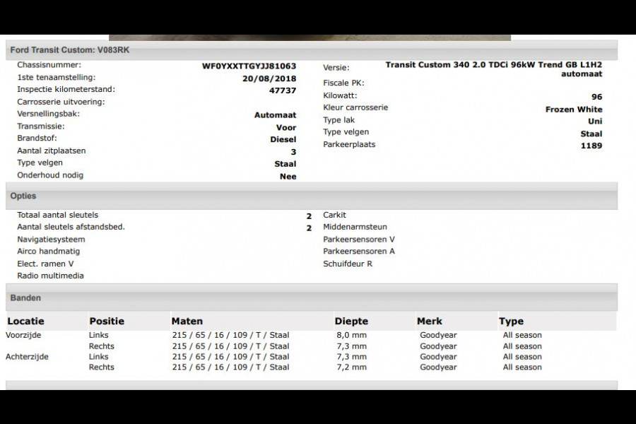 Ford Transit Custom 340 2.0 TDCI Automaat Euro6 131PK H2 Trend 3Pers. *ideaal voor Camper* Navigatie / Pdc./ Airco / Safety&Comfort pack / Driver assist / Stoelverwarming / Distributie vv.bij 36.126 KM / / Apk 11-2026