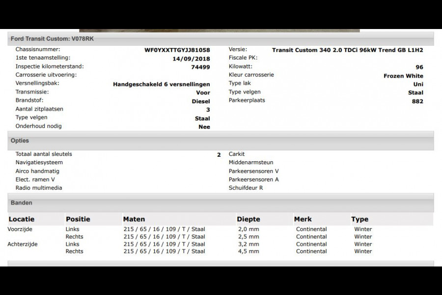 Ford Transit Custom 340 2.0 TDCI Euro6 131PK H2 Trend 3Pers  *ideaal voor Camper* / Navigatie / Pdc./ Airco / Driver assist / Stoelverwarming  / Apk  12-26