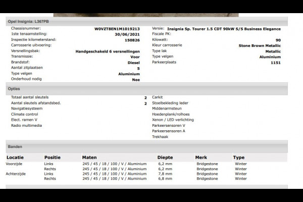 Opel Insignia Sports Tourer 1.5 CDTI 123PK Business Elegance / Leder / Trekhaak / Camera / Stoel-Stuurverwarming / Xenon / Airco-ecc. / Apk 01-2026