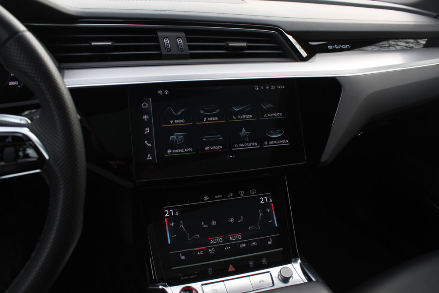 Audi e-tron Sportback 50 quattro S edition 71 kWh / SOH 94,4% / Trekhaak / Panoramadak / Camera / Luchtvering / 20'' / Leder&Alcantara / DAB / ACC / Navigatie / Stoelverwarming