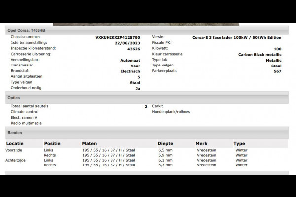 Opel CORSA-E Level 2 Edition 100KW / 50 kWh Fase 3 / Airco-Ecc. / Cruise-ctr. / Apple Carplay Android /  100% Elektrisch, 100% Stijlvol  / Apk 06-2027