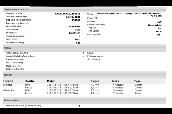 Toyota PROACE Electric Worker L2 Extra Range 75KWh +/-330KM / 3Pers. / Navigatie / Airco / Bedrijfswagen inrichting / Apk 02-2027