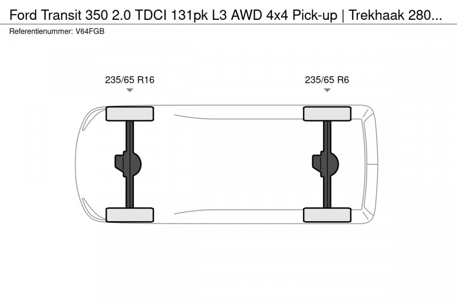 Ford Transit 350 2.0 TDCI 131pk L3 AWD 4x4 Pick-up | Trekhaak 2800KG | 3.66m laadbak | Airco | Cruise | Bluetooth | 1179KG laden