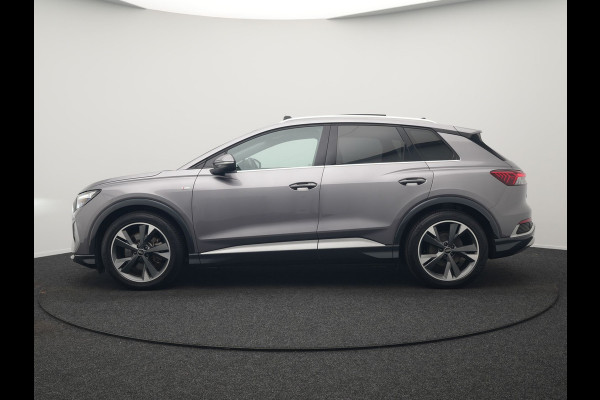 Audi Q4 e-tron 50 quattro S-Line 77 kWh 299pk Dealer O.H. Incl. BTW | Panodak | SOH 93,2% | Lederen Sportstoelen Verwarmd | 20"L.M  | Navigatie | Cruise Control | Virtual | DAB | Taifungrau Metallic |