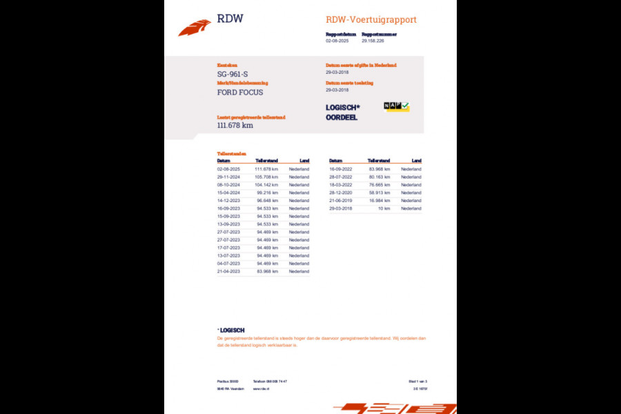 Ford FOCUS Wagon 1.0 Lease Edition