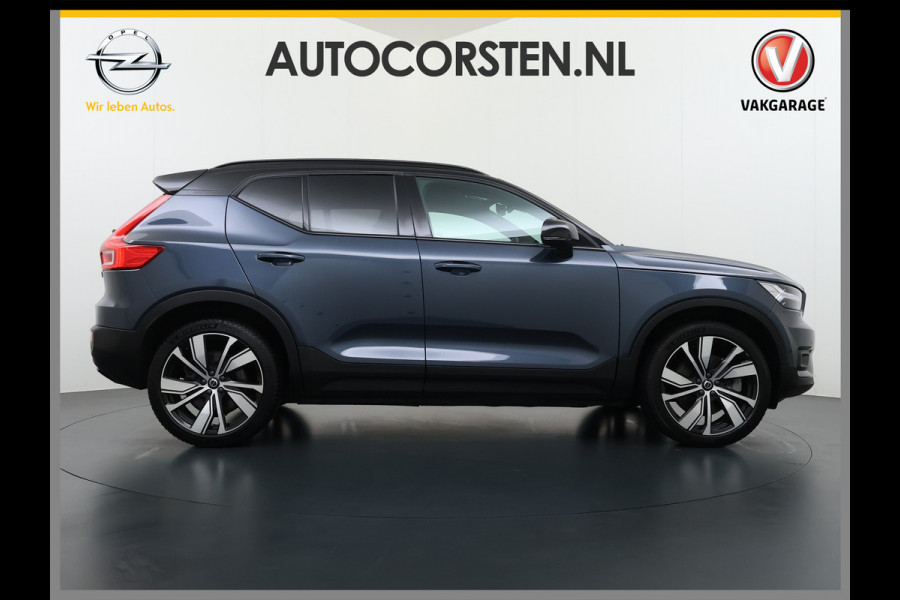Volvo XC40 232pk *gereserveerd* Recharge Pro 70KwH Pano-Dak SOH 95% Adaptive-Cruise 20" Elektr.-Leer/Alcantara+Verwarmd+Memory Warmtepomp H Led Elek.Achterklep Keyless Full Led Origineel NLse auto! € 54.000,- nieuw. 1e Eigenaar Origineel Nederlandse Auto Dealeronderhouden 1.500KG -Trekvermogen