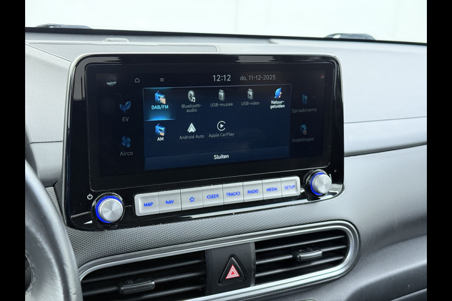 Hyundai Kona EV 64kWh SOH-100% Warmtepomp Adaptive-Cruise Head-Up Display 1/2 Leer Krell®-Hifi Apple Carplay Android Adap.Cruise Camera Navi  Keyless Privacy Glas DAB Led Blind Spot Lane Assist Origineel Nederlandse Auto