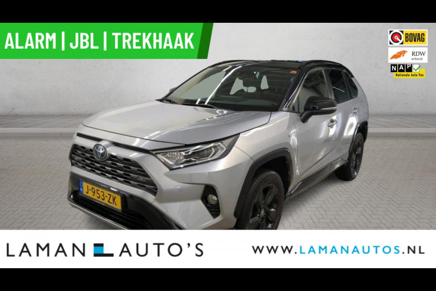 Toyota RAV4 2.5 Hybrid 218pk Bi-Tone | Alarm JBL CarPlay Halfleder Trekhaak ECC Nav 18" LMV ACC Camera Metallic | Hybrid Voorschoten