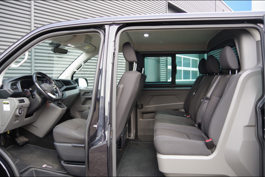 Volkswagen Transporter 2.0 TDI L2 150PK AUT. DC-5P, LED, 2X SCHUIFDEUR, TREKHAAK, NAVI, CRUISE, LEDER STUUR, PARKEERSENSOREN, MISTLAMPEN, DUBBELE CABIN