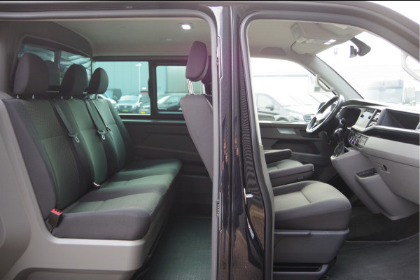 Volkswagen Transporter 2.0 TDI L2 150PK AUT. DC-5P, LED, 2X SCHUIFDEUR, TREKHAAK, NAVI, CRUISE, LEDER STUUR, PARKEERSENSOREN, MISTLAMPEN, DUBBELE CABIN