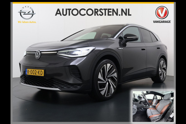 Volkswagen ID.4 Max 77kWh SOH 90% Warmtepomp Ergo Comfort Stoelen Trekhaak 360°Camera Panoramadak Adap.Cruise Navi Ecc Apple Carplay Android Aut Memory Stoel+Stuurverwarming Lmv 21" DAB Elek.Stoelen+Achterklep Voorruitverwarming Matrix Led Origineel Nederlandse Super Compleet! Auto Nieuwprijs  €57.932,-