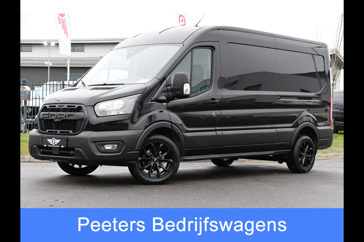 Ford Transit 350 2.0 TDCI L3H2 Black Edition GEEN BTW! 360 Camera, Adaptieve Cruise, Automaat, Sensoren, Stoelverwarming, Trekhaak, Uniek!