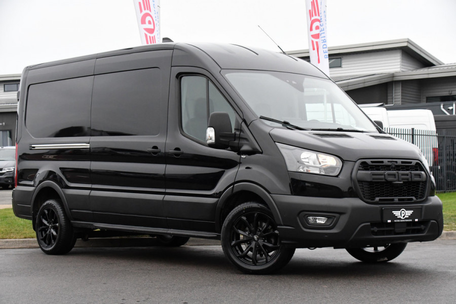 Ford Transit 350 2.0 TDCI L3H2 Black Edition GEEN BTW! 360 Camera, Adaptieve Cruise, Automaat, Sensoren, Stoelverwarming, Trekhaak, Uniek!