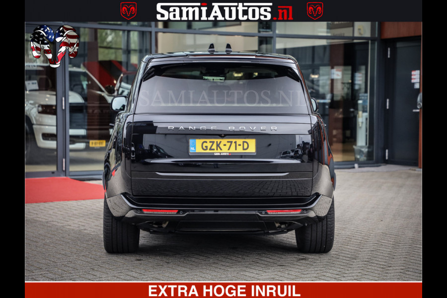 Land Rover Range Rover P550e | NIGHT | GARANTIE TOT 14-03-2029 | HEAD-UP | ACHTERAS BESTURING | SOFT CLOSE | PHEV | 23 INCH VELGEN | PANORAMADAK | STUURVERWARMING | STOEL KOELING | Fabrieksgarantie tot 14-03-2029 – Geniet van gemoedsrust met uitgebreide dekking tot deze datum. GZK-71-D