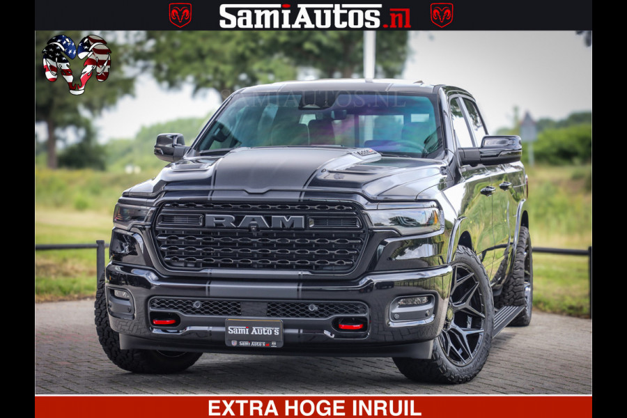 Dodge Ram 1500 Limited Night High Output 540HP 706Nm | Massage + Full Option | De Meest Luxe en Volle Pick-Up in zijn Klasse | Comfortabele Dubbele Cabine met Royale 5 Zitplaatsen | BPM vrij | Nu Leverbaar uit Voorraad | Voorraad Nr 2326 - 5169