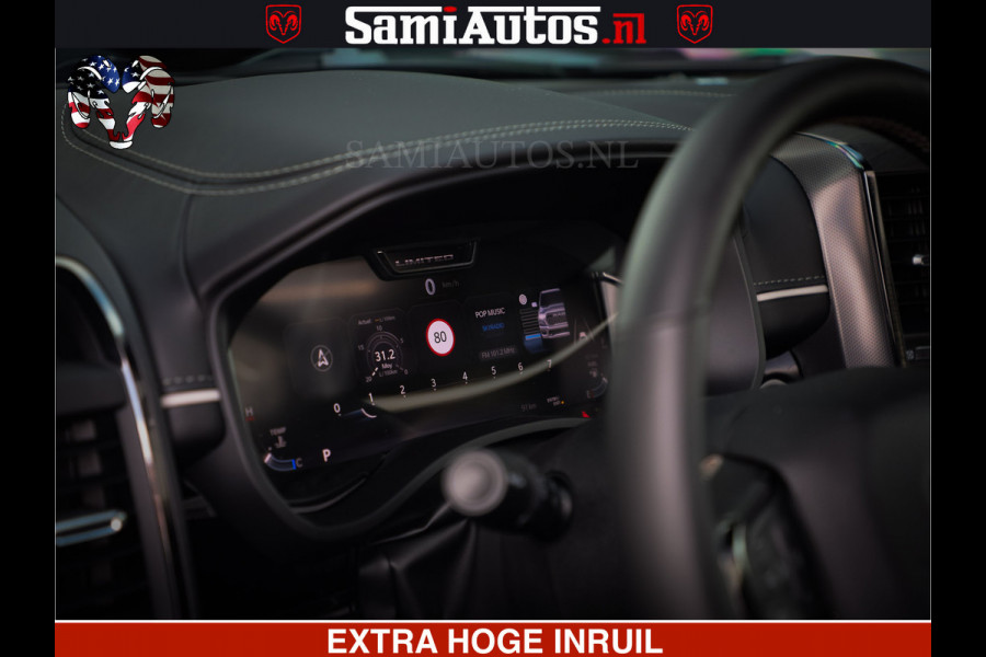 Dodge Ram 1500 Limited Night High Output 540HP 706Nm | Massage + Full Option | De Meest Luxe en Volle Pick-Up in zijn Klasse | Comfortabele Dubbele Cabine met Royale 5 Zitplaatsen | BPM vrij | Nu Leverbaar uit Voorraad | Voorraad Nr 2326 - 5169