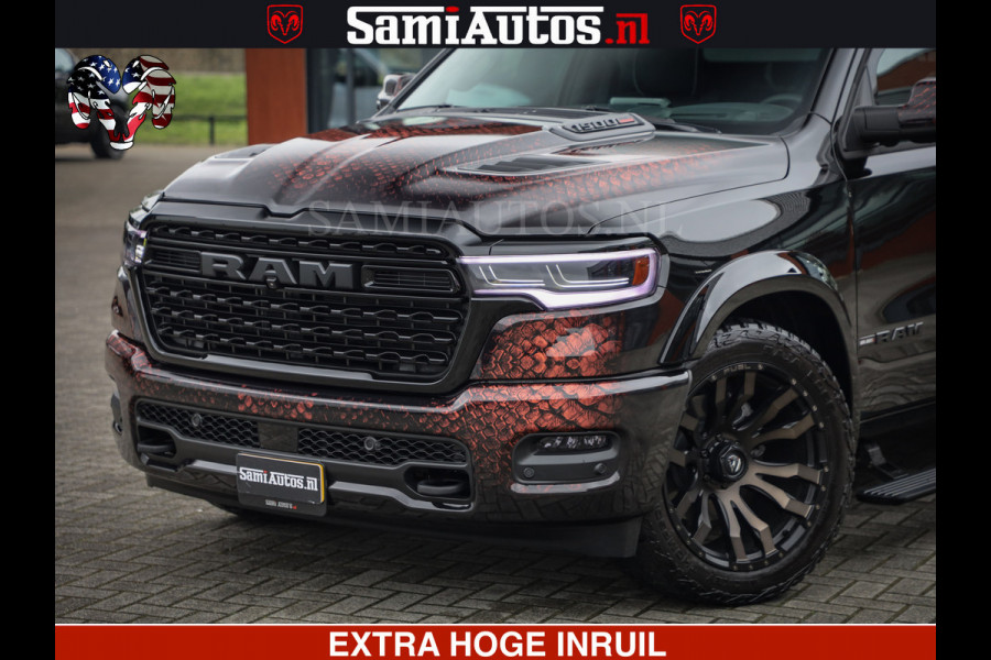 Dodge Ram COBRA EDITION | 1500 Limited Night High Output 540HP 706Nm | Massage + Full Option | De Meest Luxe en Volle Pick-Up in zijn Klas Comfortabele Dubbele Cabine met Royale 5 Zitplaatsen | BPM vrij | Nu Leverbaar uit Voorraad | Voorraad Nr 2292 - 5178 | Cobra package is meerprijs |