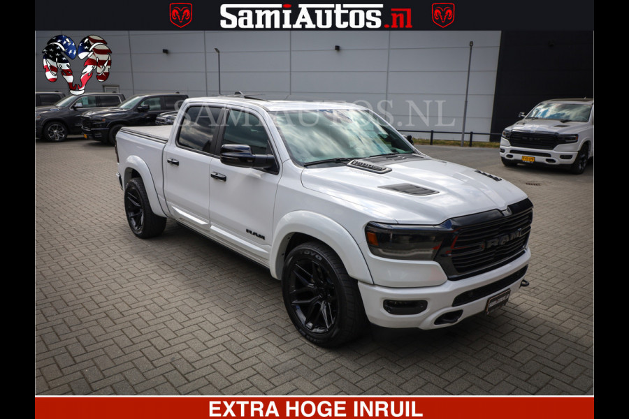 Dodge Ram 1500 Laramie Sport | V8 5,7 402 HP | Krachtige Hemi | Panorama Dak | 12' Scherm | Comfortabele Dubbele Cabine met Royale 5 Zitplaatsen | BPM vrij | Nu Leverbaar uit Voorraad | Voorraad Nr 2527-641273