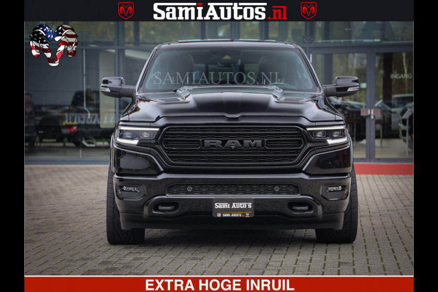 Dodge Ram 1500 LIMITED NIGHT | FEUL WHEELS | BOM VOL | 5.7 V8 4x4 | TOP STAAT | DUBBELE CABINE | MWK | XB9 | HUD | Deze RAM is momenteel in gebruik door ons. Gelieve ons te informeren indien u de pick-up wenst te bezichtigen.
