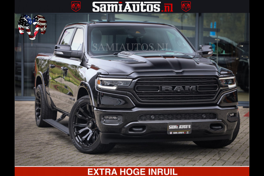 Dodge Ram 1500 LIMITED NIGHT | FEUL WHEELS | BOM VOL | 5.7 V8 4x4 | TOP STAAT | DUBBELE CABINE | MWK | XB9 | HUD | Deze RAM is momenteel in gebruik door ons. Gelieve ons te informeren indien u de pick-up wenst te bezichtigen.
