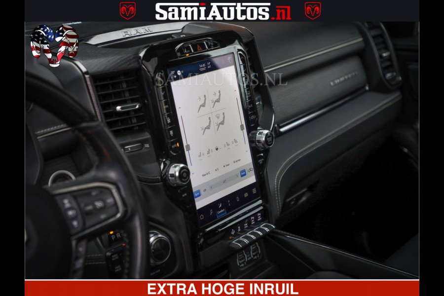 Dodge Ram 1500 LIMITED NIGHT | FEUL WHEELS | BOM VOL | 5.7 V8 4x4 | TOP STAAT | DUBBELE CABINE | MWK | XB9 | HUD | Deze RAM is momenteel in gebruik door ons. Gelieve ons te informeren indien u de pick-up wenst te bezichtigen.