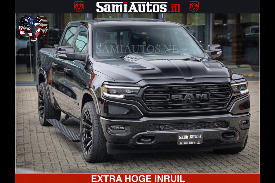 Dodge Ram 1500 LIMITED NIGHT | FEUL WHEELS | BOM VOL | 5.7 V8 4x4 | TOP STAAT | DUBBELE CABINE | MWK | XB9 | HUD | Deze RAM is momenteel in gebruik door ons. Gelieve ons te informeren indien u de pick-up wenst te bezichtigen.