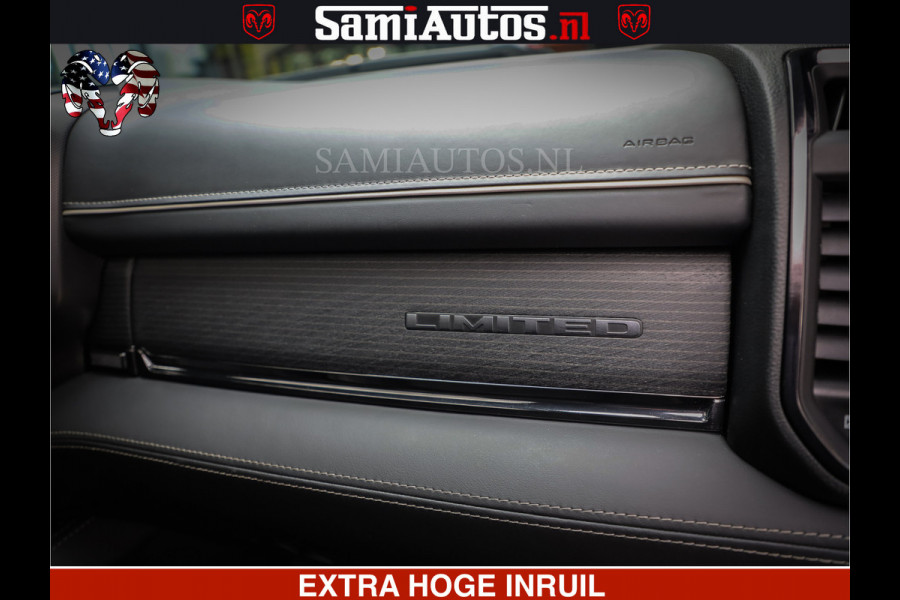 Dodge Ram 1500 LIMITED NIGHT | FEUL WHEELS | BOM VOL | 5.7 V8 4x4 | TOP STAAT | DUBBELE CABINE | MWK | XB9 | HUD | Deze RAM is momenteel in gebruik door ons. Gelieve ons te informeren indien u de pick-up wenst te bezichtigen.
