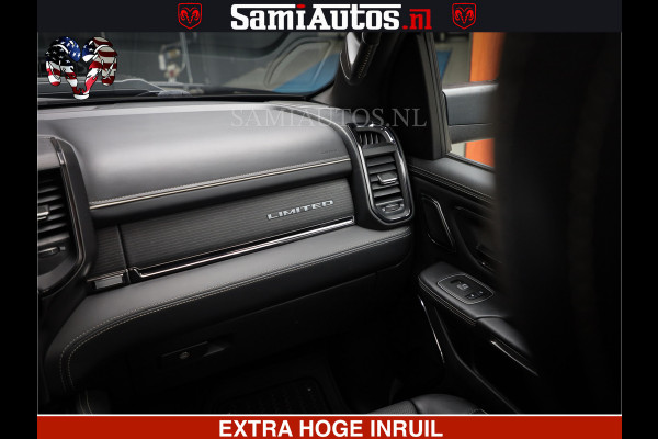 Dodge Ram 1500 LIMITED NIGHT | FEUL WHEELS | BOM VOL | 5.7 V8 4x4 | TOP STAAT | DUBBELE CABINE | MWK | XB9 | HUD | Deze RAM is momenteel in gebruik door ons. Gelieve ons te informeren indien u de pick-up wenst te bezichtigen.