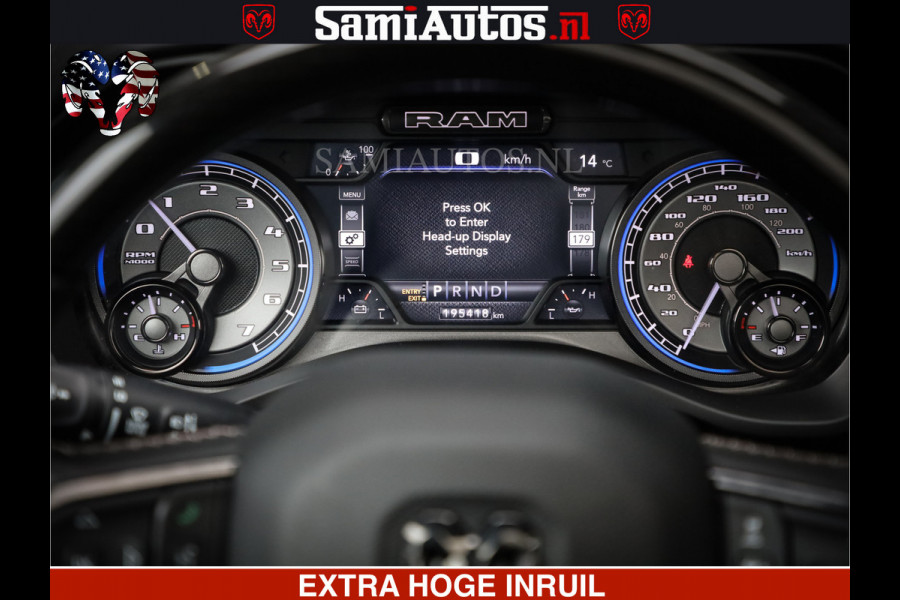 Dodge Ram 1500 LIMITED NIGHT | FEUL WHEELS | BOM VOL | 5.7 V8 4x4 | TOP STAAT | DUBBELE CABINE | MWK | XB9 | HUD | Deze RAM is momenteel in gebruik door ons. Gelieve ons te informeren indien u de pick-up wenst te bezichtigen.