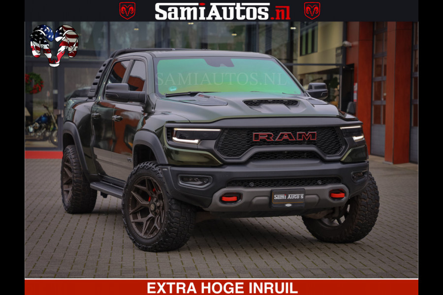 Dodge Ram 1500 TRX OLEA GREEN HELLCAT 6.2 V8 712PK | CARBON PACK | RODE STIKSELS | BOM VOL | 4PLAY WHEELS | DUBBELE CABINE | 5 PERSOONS DC | DE MOOISTE VAN NL |