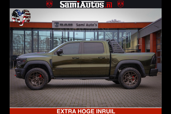Dodge Ram 1500 TRX OLEA GREEN HELLCAT 6.2 V8 712PK | CARBON PACK | RODE STIKSELS | BOM VOL | 4PLAY WHEELS | DUBBELE CABINE | 5 PERSOONS DC | DE MOOISTE VAN NL |