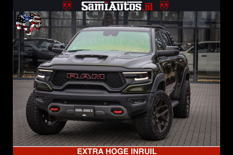 Dodge Ram 1500 TRX OLEA GREEN HELLCAT 6.2 V8 712PK | CARBON PACK | RODE STIKSELS | BOM VOL | 4PLAY WHEELS | DUBBELE CABINE | 5 PERSOONS DC | DE MOOISTE VAN NL |