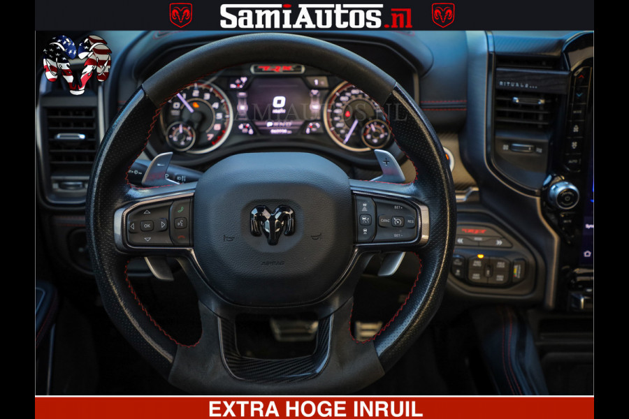 Dodge Ram 1500 TRX OLEA GREEN HELLCAT 6.2 V8 712PK | CARBON PACK | RODE STIKSELS | BOM VOL | 4PLAY WHEELS | DUBBELE CABINE | 5 PERSOONS DC | DE MOOISTE VAN NL |